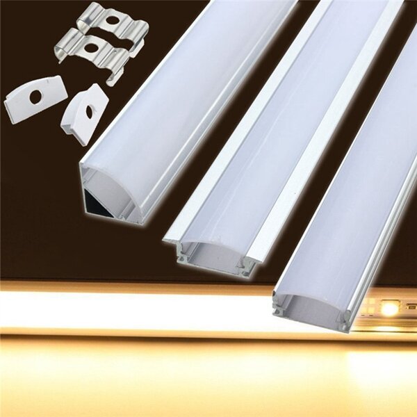 Jirvyuk clips de montaje para canal LED Tapones de aluminio en forma de U Plateado V shape 