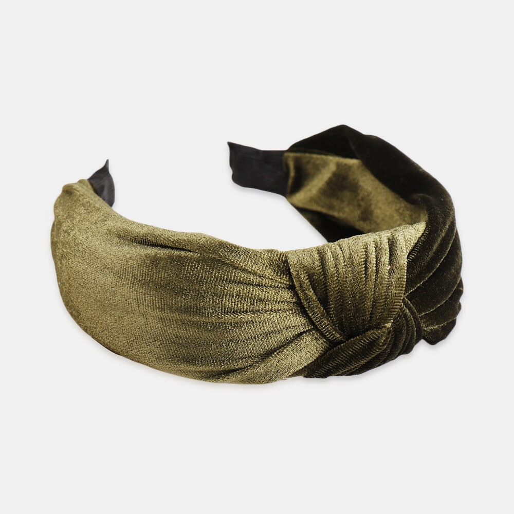 Knotted Cloth Headband Gold Wide-brimmed Fabric Headband Head Buckle Explosion, Banggood  - buy with discount