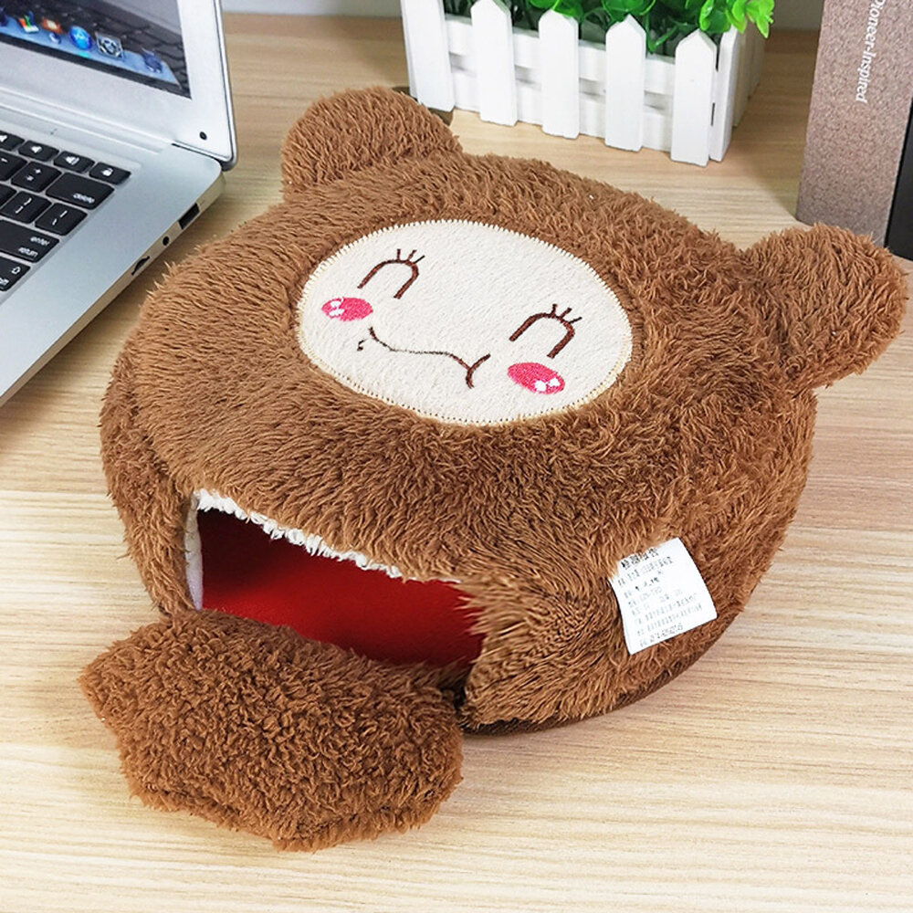 Cartoon Heating Mouse Pad with Wrist Rest and USB Heater Soft Plush Fabric for Home and Office