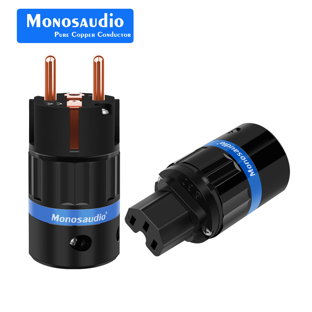 

Monosaudio E104 F104 Pure Copper EU Power Plug Audio Speaker Amplifier European Male IEC Connector