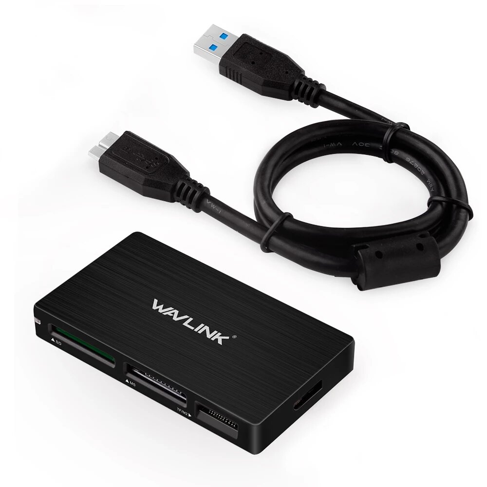 Wavlink All in One USB 3.0-kaartlezer voor TF SD MS CF-kaart Plug en Play-kaartadapter