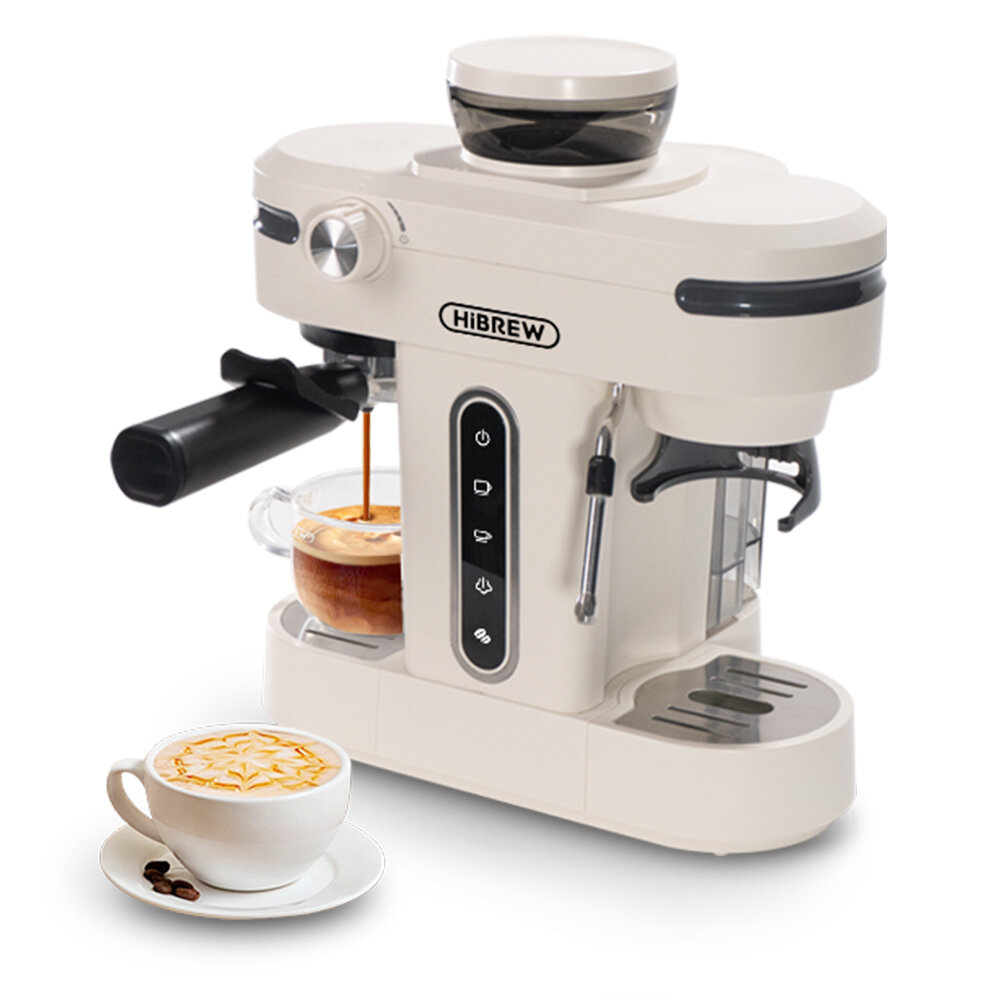 

[EU Direct] HiBREW H14 Espresso Coffee Machine, 20 Bar High Pressure, 15-gear Grinder Setting, Pre-brew Function, NTC Te