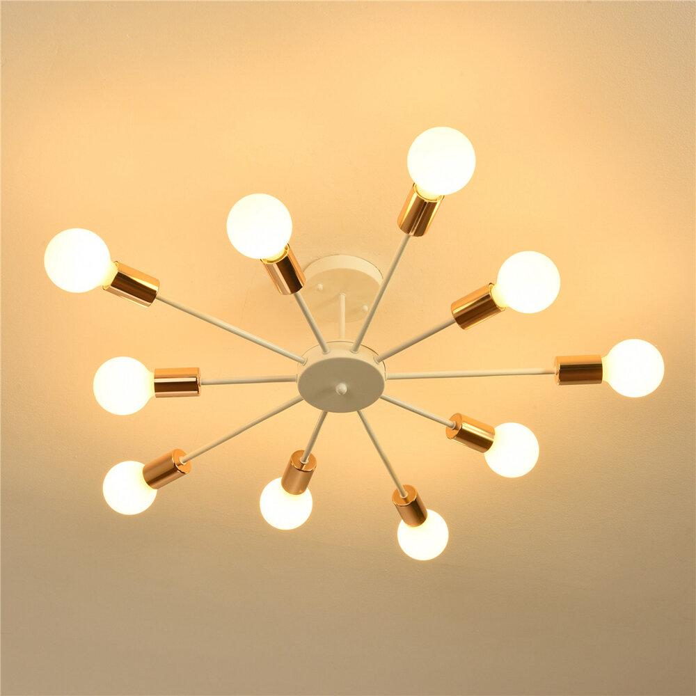10-Lights Modern Sputnik Chandelier Bronze Flush Mount Ceiling Light Rustic Chandelier Without Bulbs