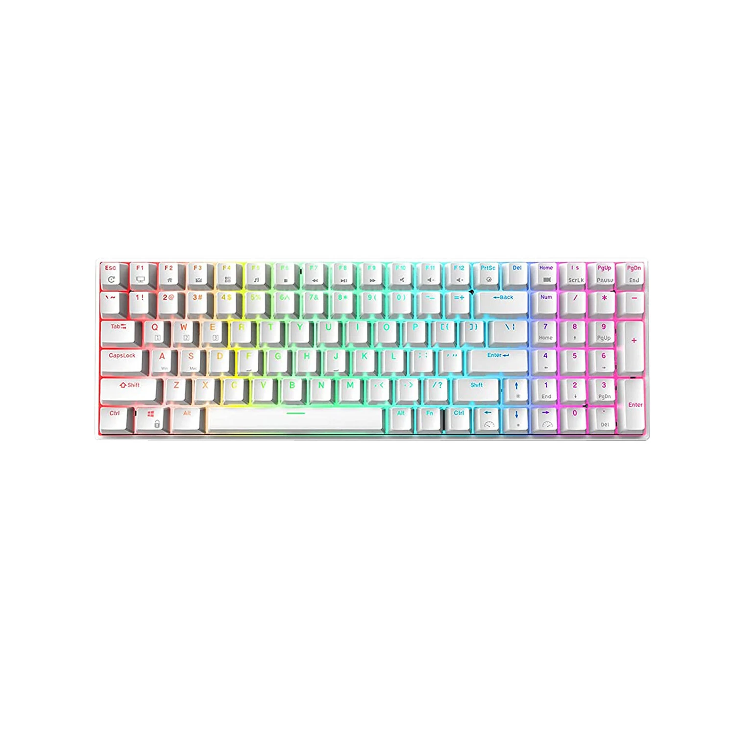 Royal Kludge RK100 Mechanical Keyboard 100 Keys Triple Mode Wireless bluetooth5.0 + 2.4Ghz + Type-C Wired Hot-swappable RK Switch USB Hub Rechargeable RGB Backlit Gaming Keyboard - White Brown Switch