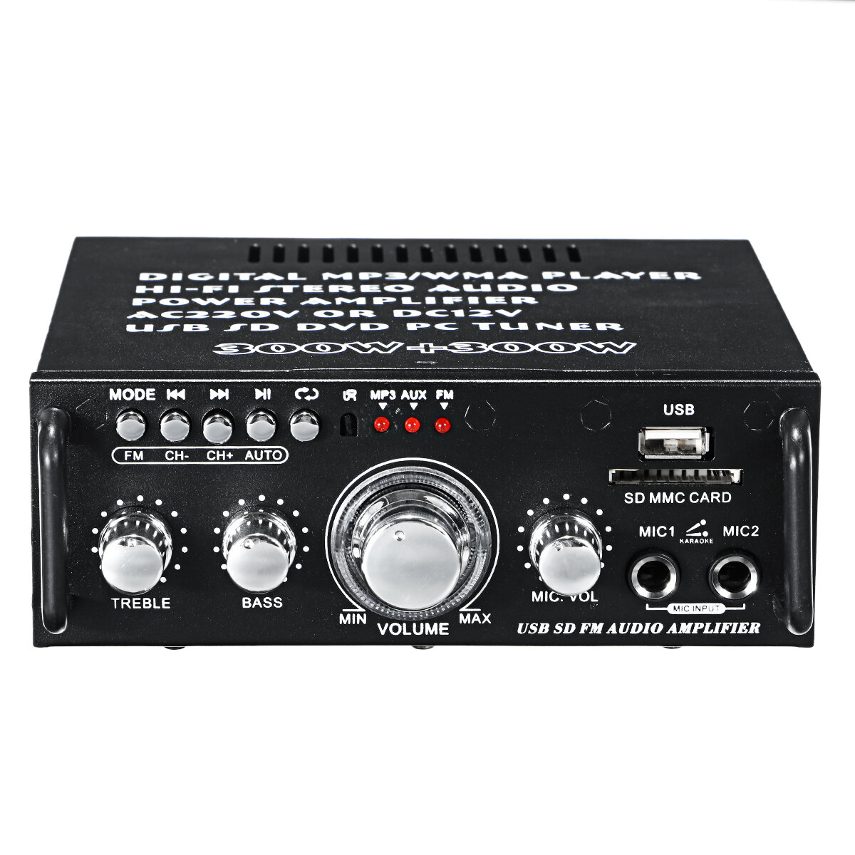 AV-263BT 2x300W 110-220V bluetooth Audio Eindversterker EQ Stereo AMP Car Home 2CH AUX USB FM SD HIF