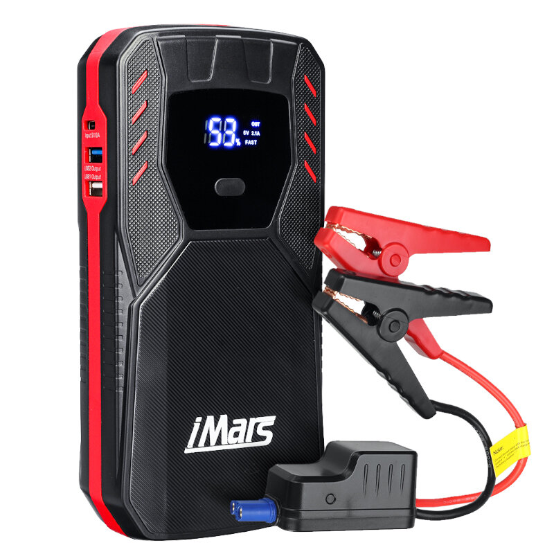 iMars J05 1500A 18000mAh Tragbare Autostarthilfe Powerbank Notfall Batterie Booster Feuerfest mit LED Taschenlampe QC3.0 USB-Anschluss