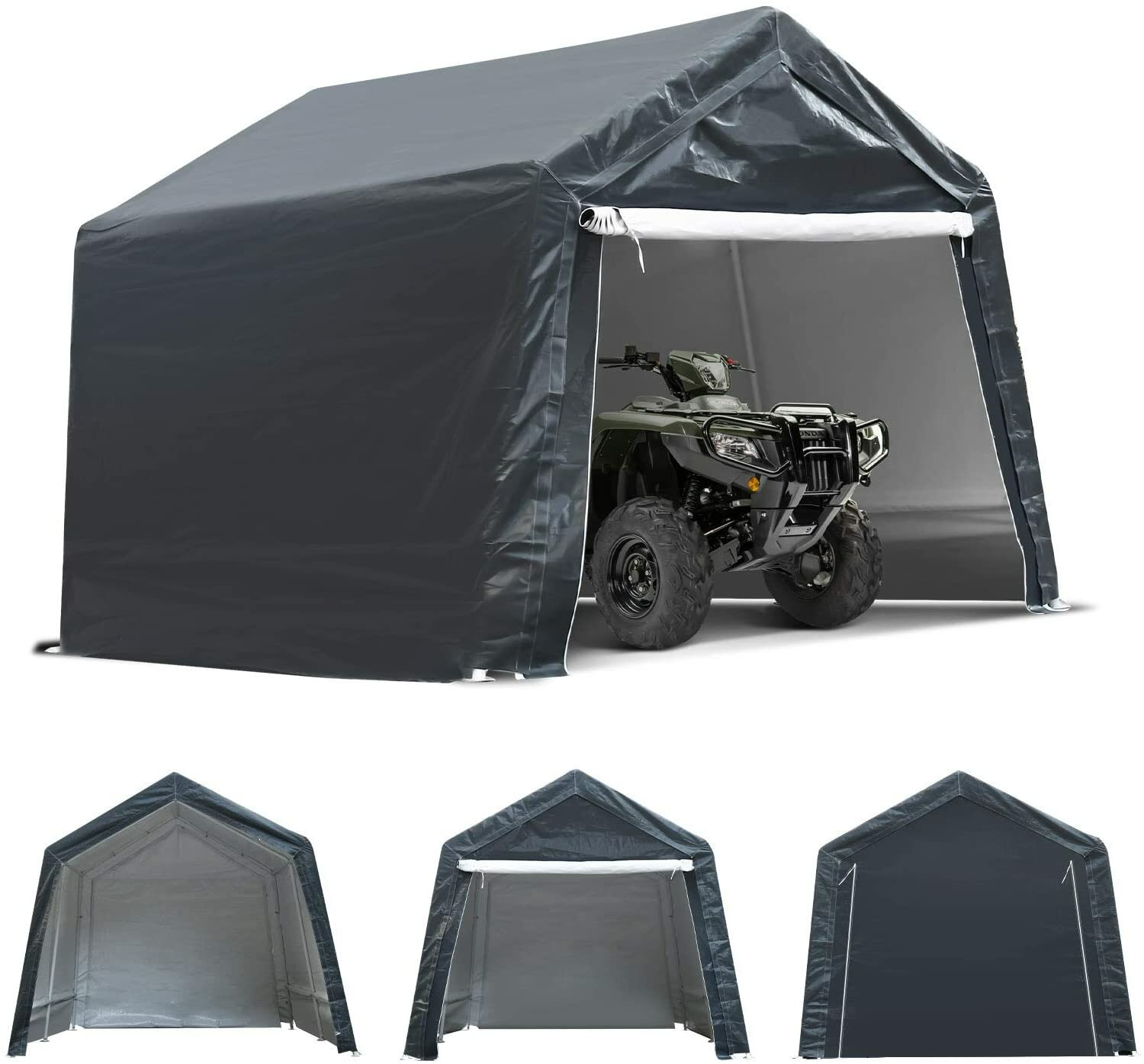 Garagem para motocicleta de 12x7,4 pés portátil UV Cobertura à prova de água Galpões de armazenamento Barraca de acampamento Abrigo de dossel Pátio com jardim