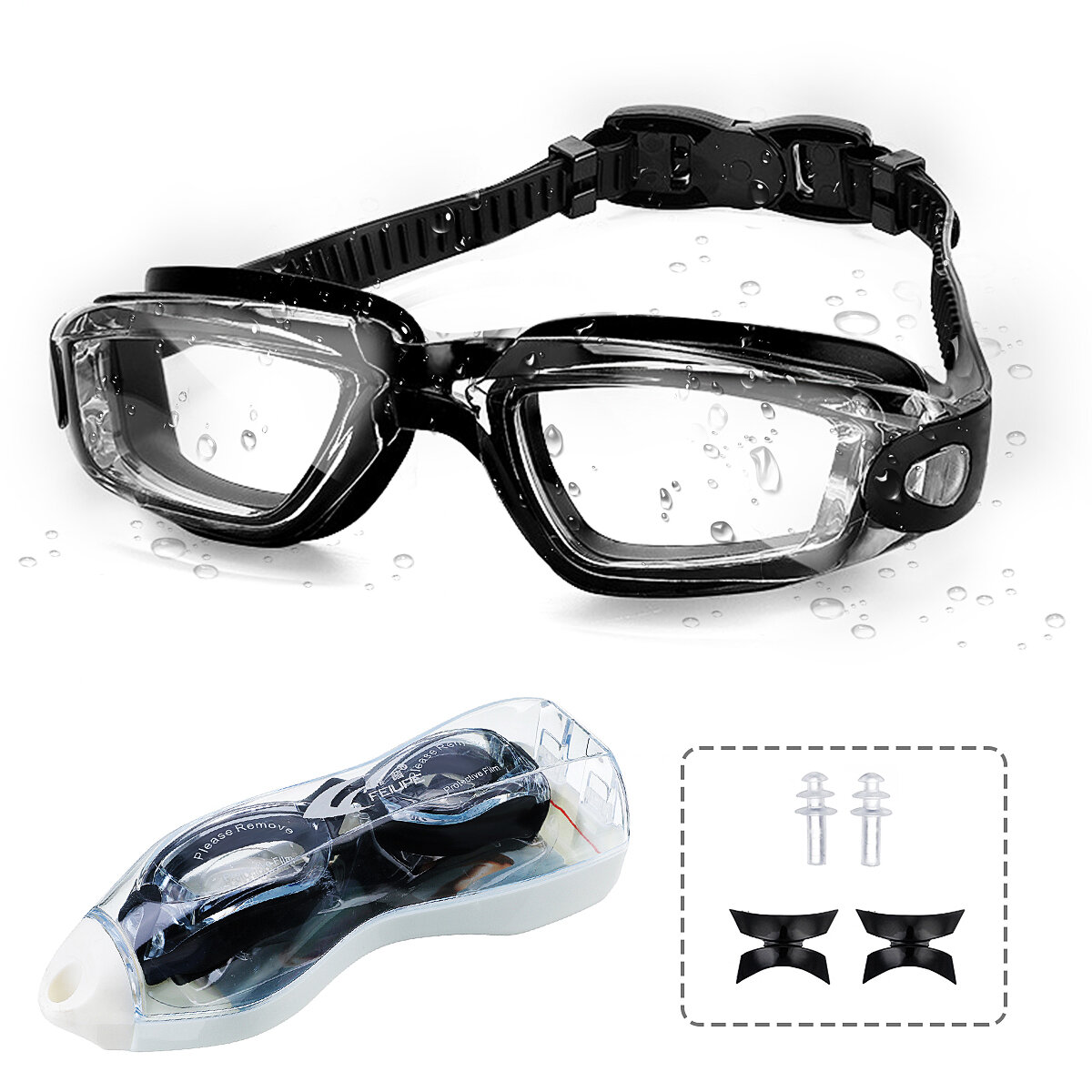 Swimming Goggles Anti-fog Anti-UV Fog Protection No Leaking Clear Wide Vision Eye Pool Swim Glassess
