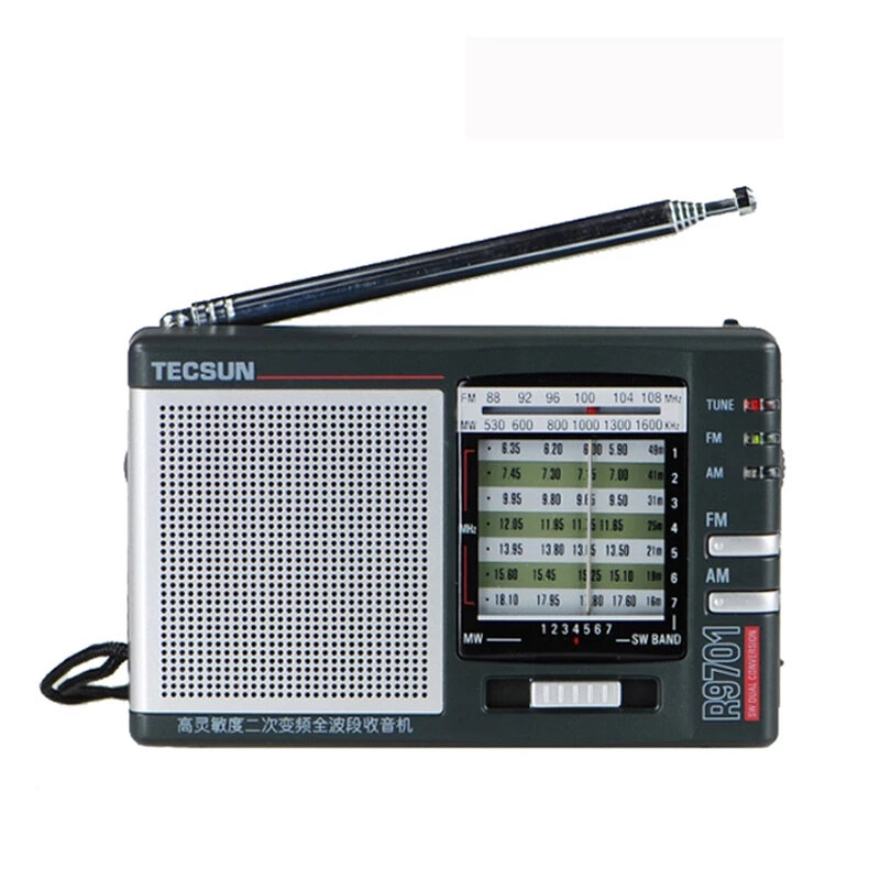 

TECSUN R-9701 FM MW SW Radio Multiband Radio Receiver Dual Conversion with External Antenna Portable Audio Player
