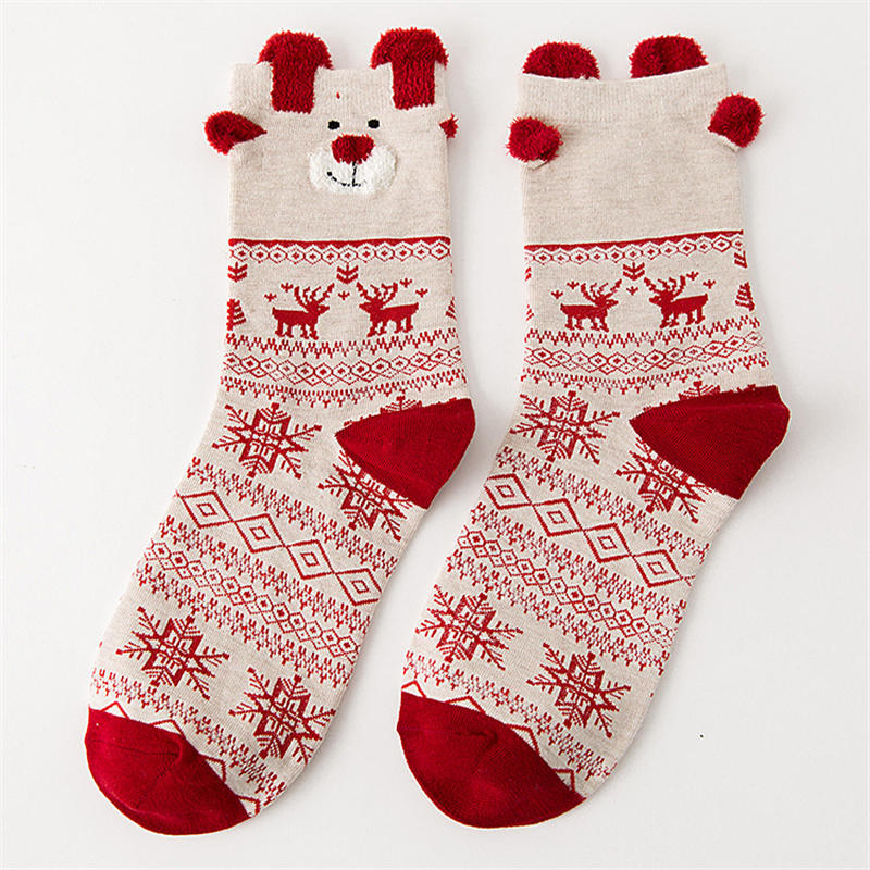 Dames Leuke Kerst Elanden Katoenen Sokken Warm Soft Middenbuis Sokken