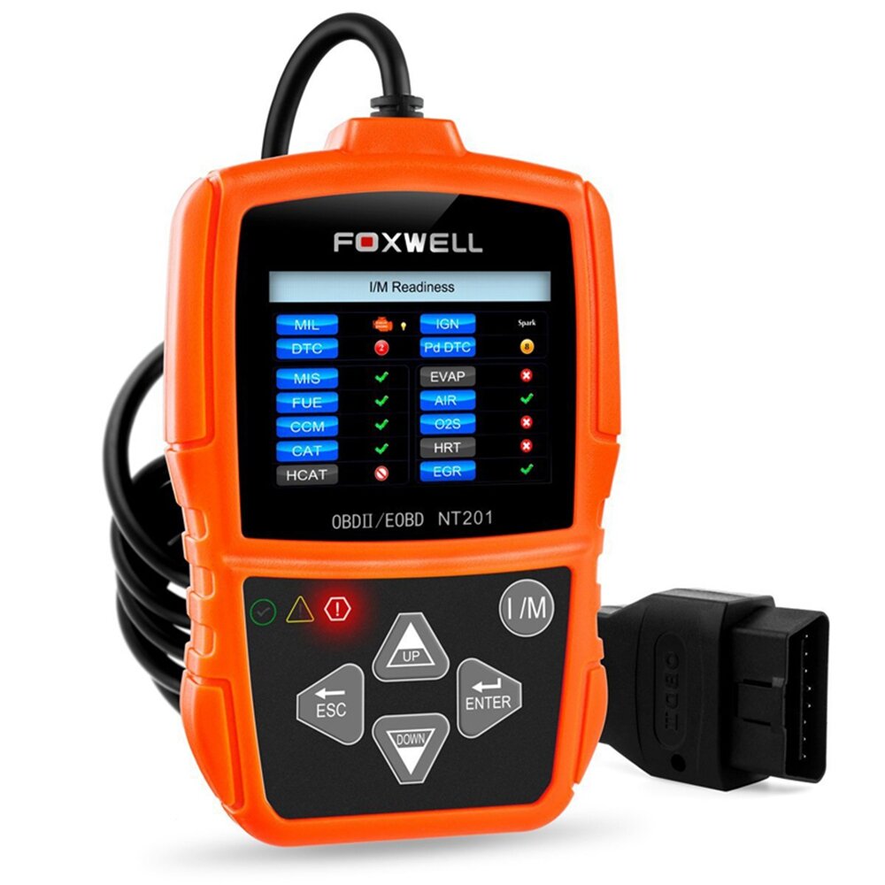 Foxwell nt201 eobd obd2 car automotive scanner engine light fault code readers i/m readiness live data diagnostic test tool