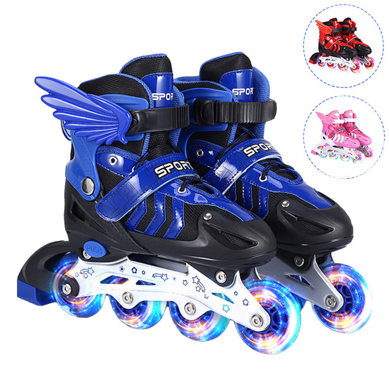 S/M/L Inline Skates with 4 LED PVC Skate WheelsEntry-level Kid Women Men Roller Skates Birthday Gift for Teen Girl Boy