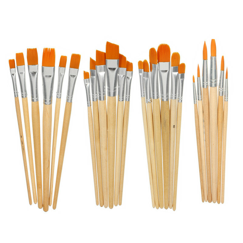 

6 Pcs Painting Brush Set Nylon Hair Watercolor Pen Round/Oblique/Flat/Tip Brush Hook Line Pen Art for Student School Sup