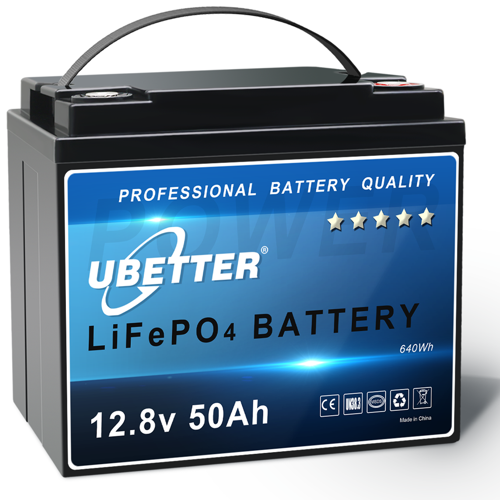 

Ubetter 12.8V LiFePO4 50Ah Battery Lithium Battery Rechargeable with BMS Over 4000 Times Deep Cycle Perfect Replacement