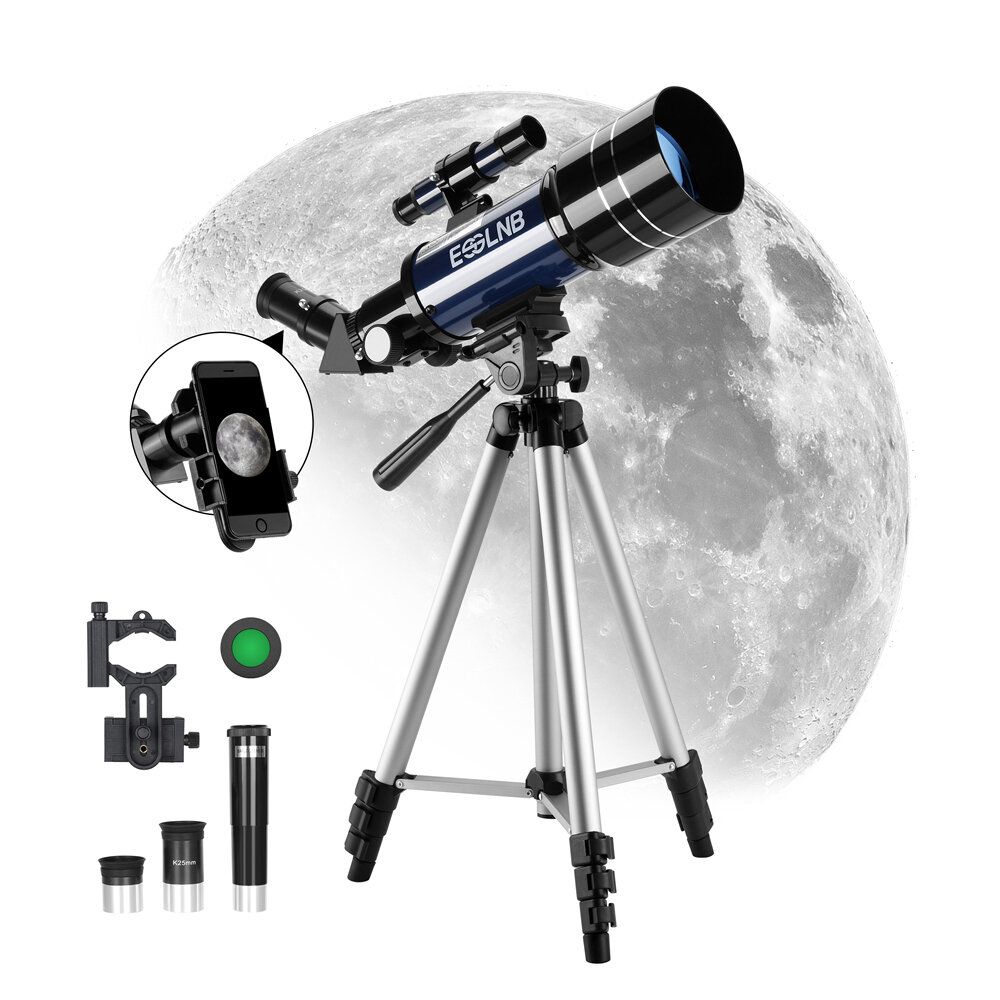 [EU/US Direct] ESSLNB 15X-180X teleskop astronomiczny 70mm teleskopy refrakcyjne z aperturą z adapterem do telefonu i regulowanym statywem dla początkujących astronomów