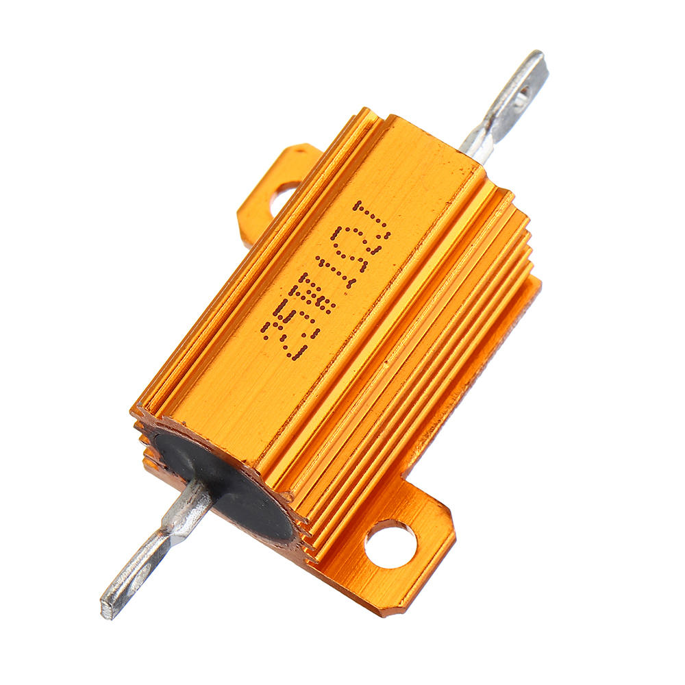 

3pcs RX24 25W 1R 1RJ Metal Aluminum Case High Power Resistor Golden Metal Shell Case Heatsink Resistance Resistor