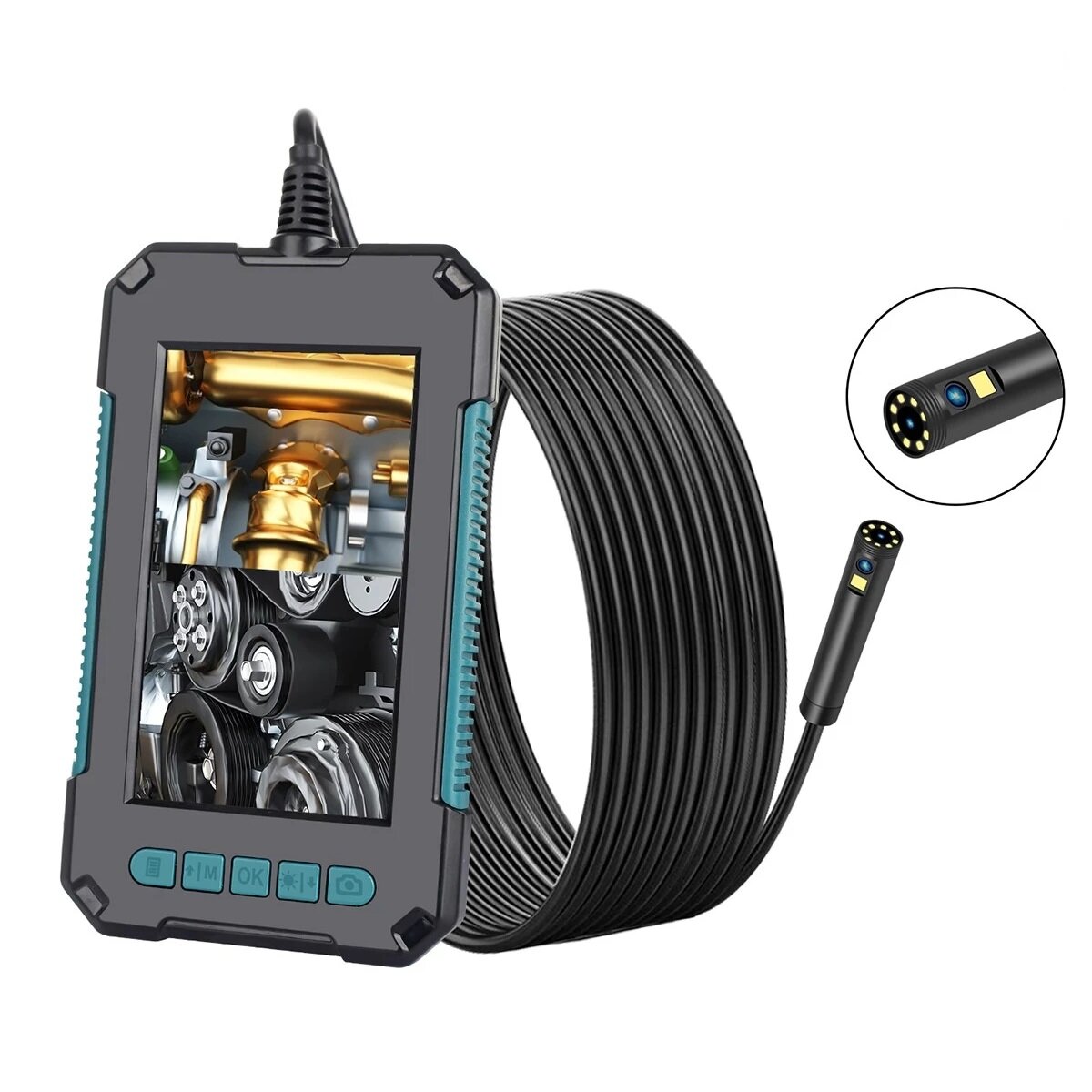 Handheld Borescope 4.3 Inches IPS Screen 1080P High Definition IP68 Industrial Borescope with 9 LEDs 8mm Lens 2 Megapixe
