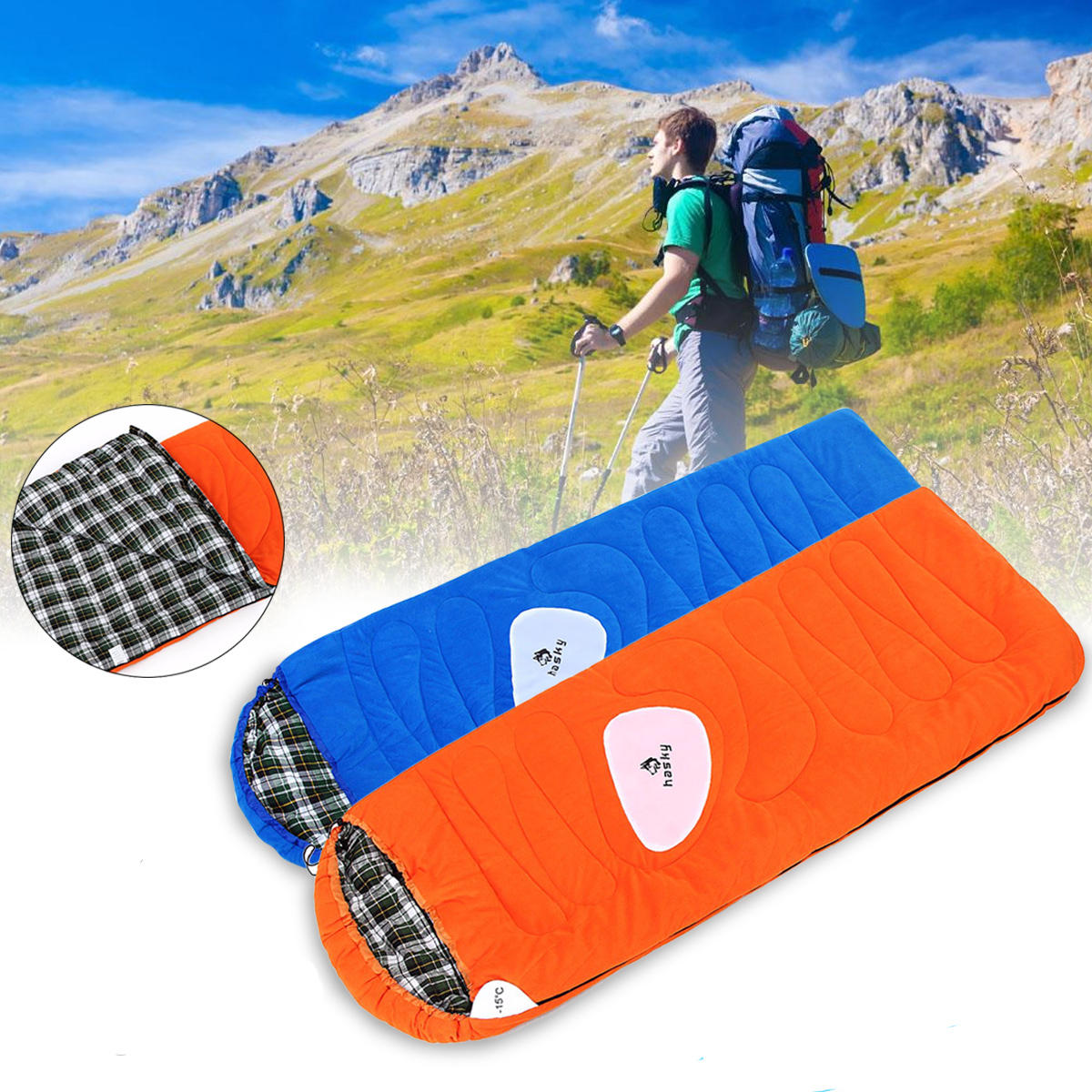 アウトドアキャンプハイキング寝袋ポータブル折り畳み旅行アダルト寝袋