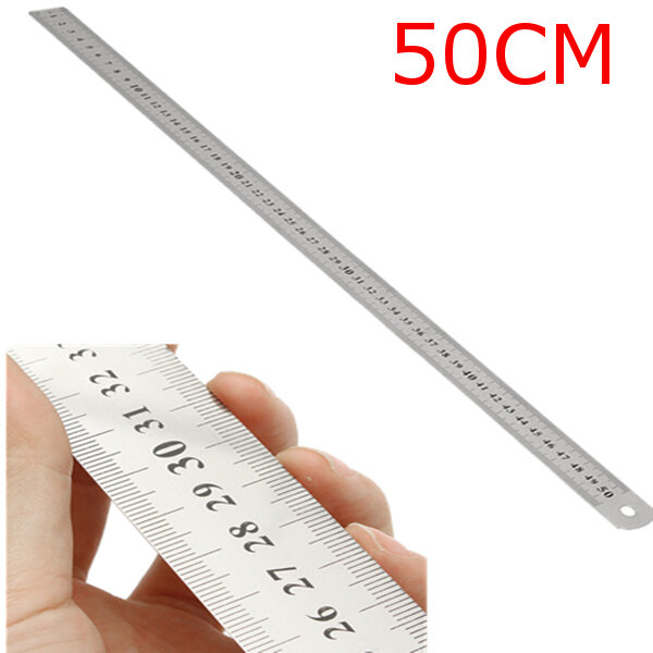 50CM الفولاذ المقاوم للصدأ مزدوجة الجانب مقياس مستقيم قياس حاكم أداة