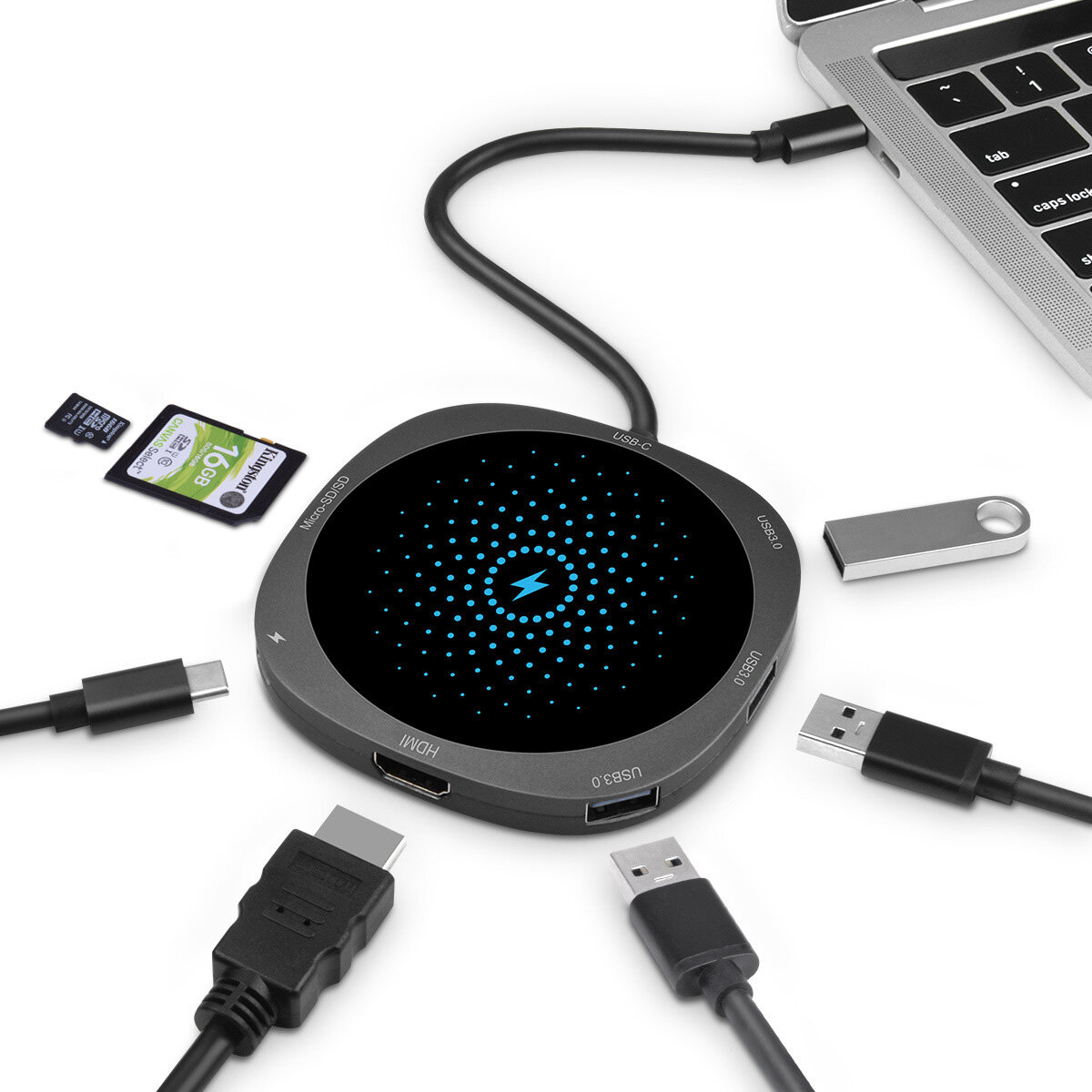 

Bakeey 7 in 1 USB C HUB Docking Station Adapter With 3 * USB 3.0 / HDMI / USB3.0 / TF/SD Wireless Charging For iPhone XS