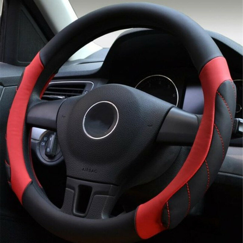 38cm Universal Leather Sport Car Auto Steering Wheel Covers Four Colors