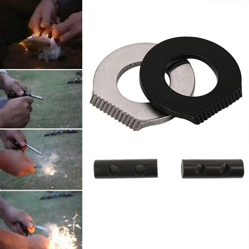 IPRee® 2Pcs/set EDC Double Holes Flintstone Scraper Fire Starter Ignitor Outdoor Survival Kits