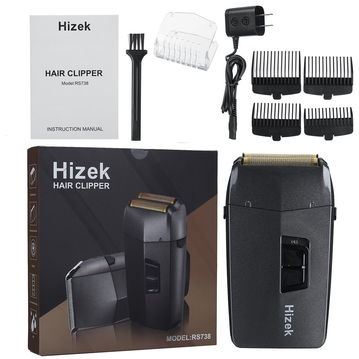 

Hizek 2 in 1 Men Electric Razor Rechargeable Beard Trimmer Wet & Dry Durable Blades Foil Shaver