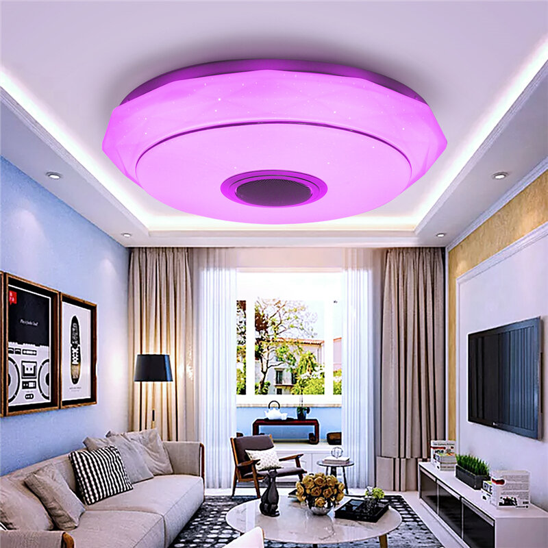 100W Smart LED Plafondlamp Lamp RGB Bluetooth Muziek Luidspreker Dimbaar Slaapkamer