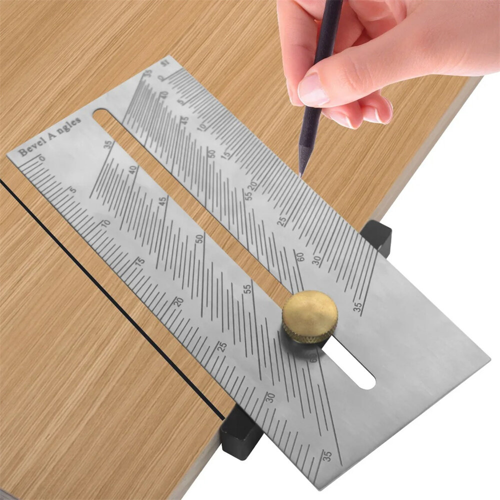 

Multi-func Square Ruler Woodworking Scribe T-type Ruler Stainless Steel Dovetail Marking Gauge Carpentry Measuring Layou