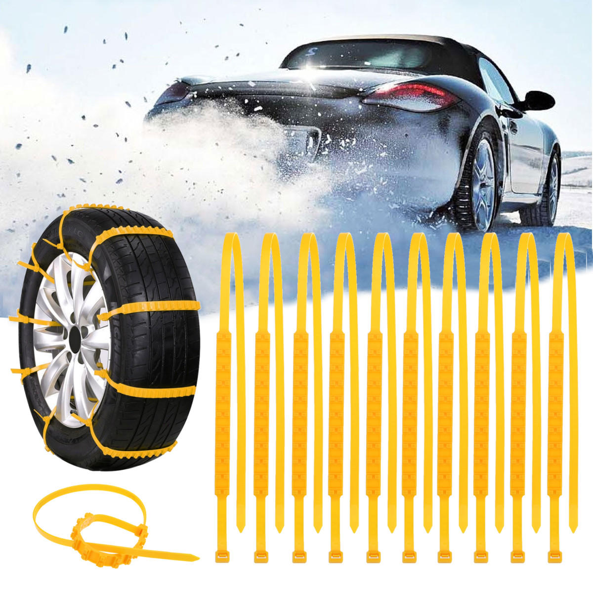 10 Pcs Automobiles Accessories Anti Slip Tyre Chain Anti-skid Car Mud Snow Chain Car Wheel Belt Winter Non Slip Tires for Car Emergency Use
