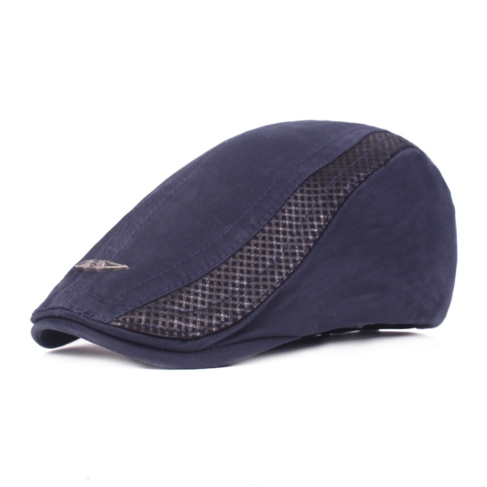 Menico Men's Cotton Stitching Sunshade Short Brim Casual Retro Avant-Garde Hat Beret Flat Cap