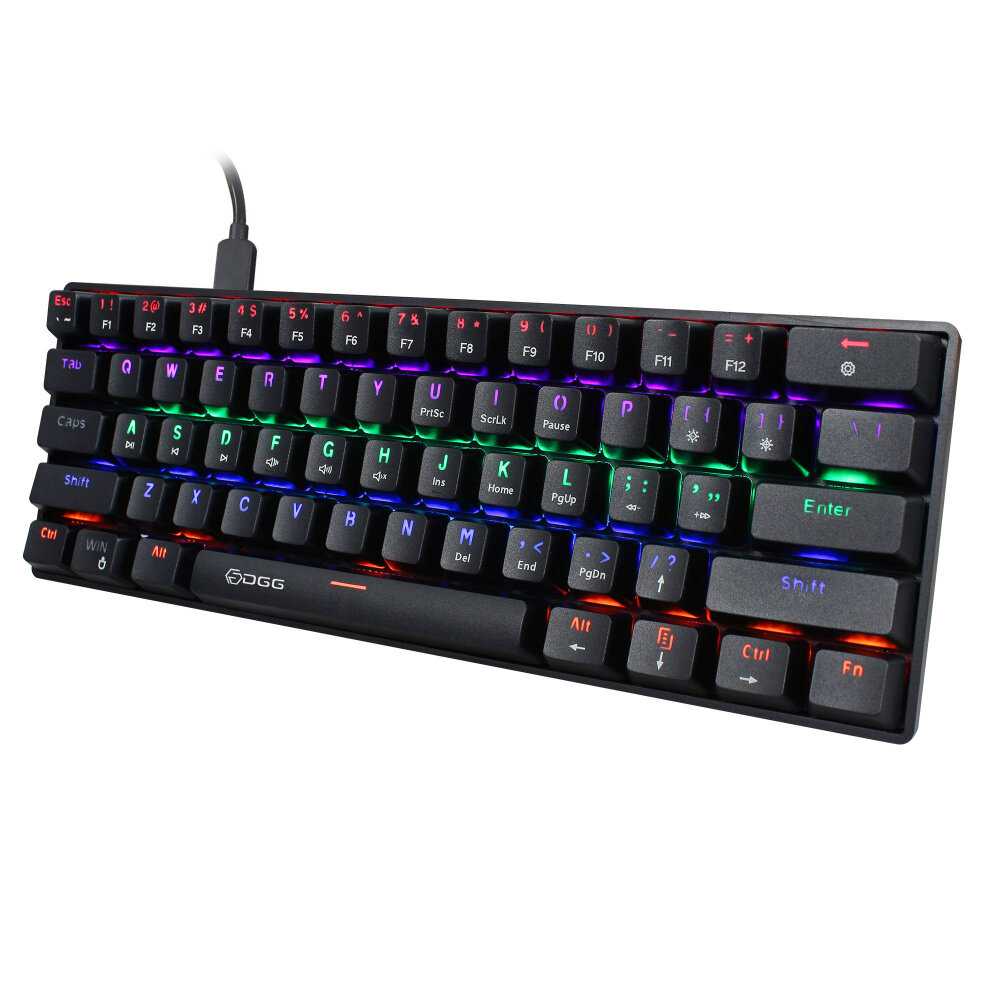 

HXSJ V900-DGG Mechanical Keyboard 61 Keys Compact Wired Blue Switch Colorful LED Backlit Gaming Keyboard for PC Laptops
