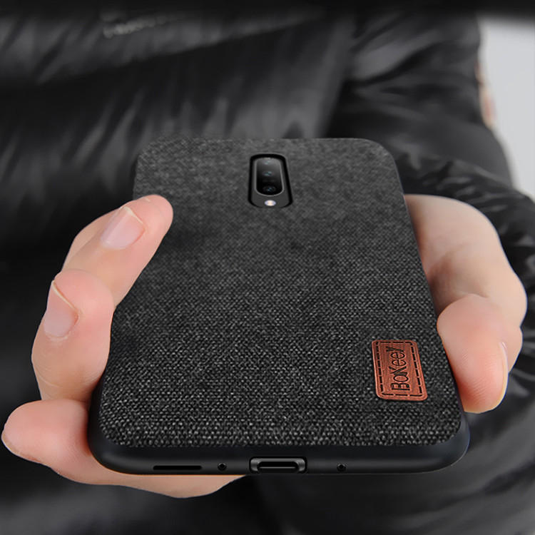 Bakeey?Luxury?Fabric?Splice?Soft?siliconen rand schokbestendig beschermhoes voor OnePlus 7 Pro