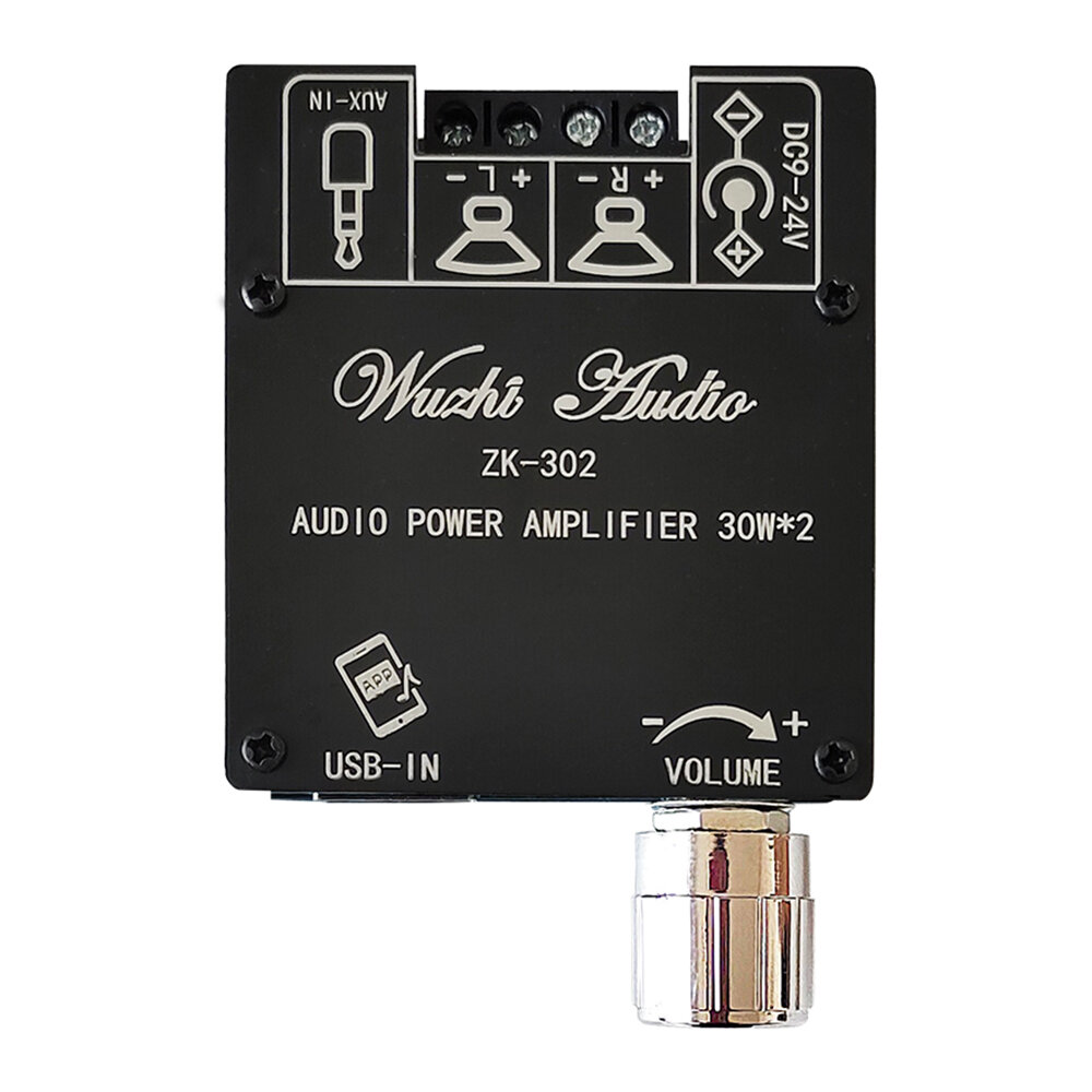 

ZK-302 Bluetooth Audio Digital Power Amplifier Board Module 2.0 Stereo Dual Channel 30W+30W