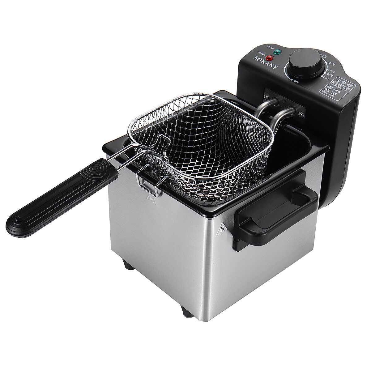 SOKANY WJ-804 Stainless Steel Electric Deep Fryer 1000W 1.5L Automatic Thermostatic Hot Oven Cooker, 6 Temperature Adjus