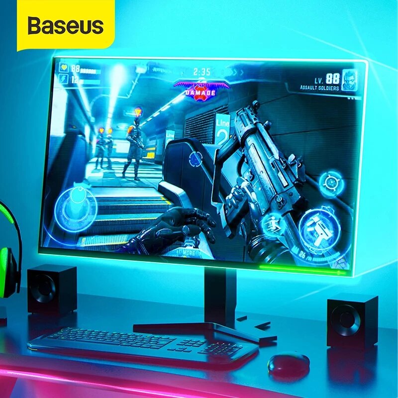 Baseus 1.5M 12V LED Gaming Light RGB 5050 Flexible LED Strip Light DIY Lighting for PC Computer Mid Tower