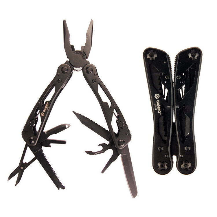GANZO G202B 24-in-1 EDC Knife Multi-tools Set Folding Pliers Knife Pocket Plier Crimper Wire Cutter For Fishing Camping Survival