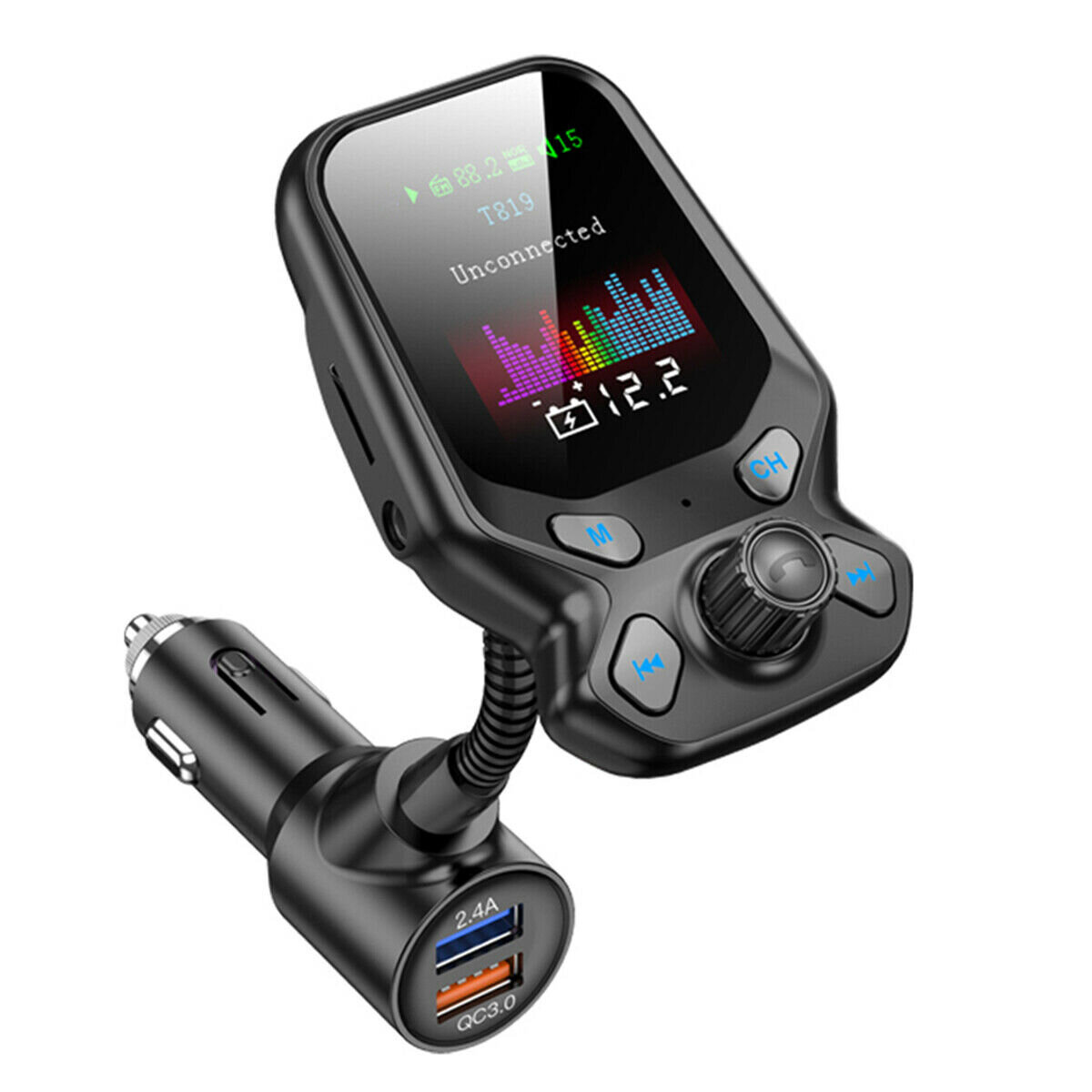 

Bakeey LC01 bluetooth V5.0 FM Transmitter QC3.0 USB Car Charger LED Digital Display Wireless Handsfree Adapter HiFi Musi