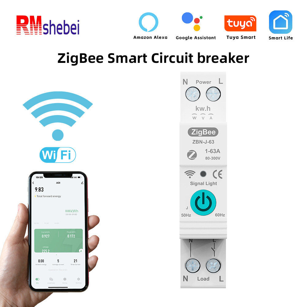 

TUYA ZigBe Intelligent Circuit Breaker Remote Control Voice Control Switch Home Wireless Mobilephone APP Connect Circuit