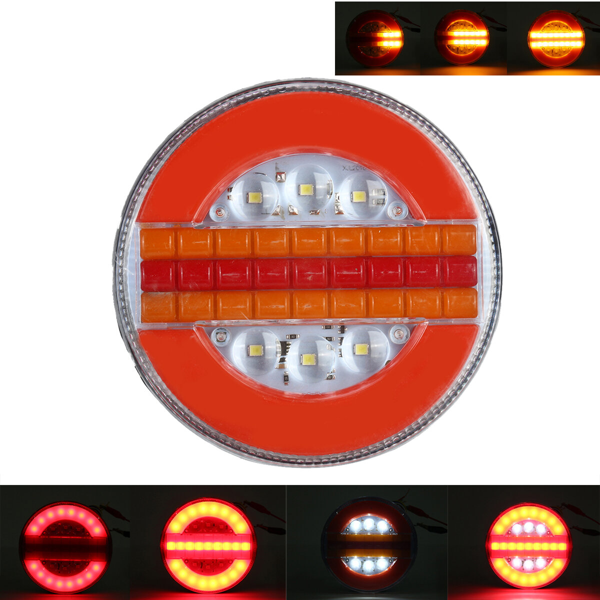 24V 7200LM 49LED Round Hamburger Rear Tail Lights Sequential Dynamic Indicator for Truck
