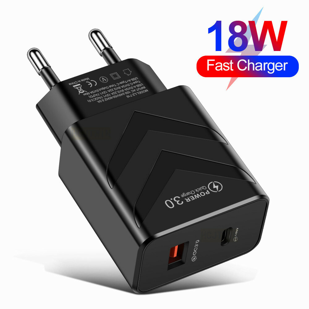 

Bakeey PD 18W 2-Port USB PD Charger USB-C PD3.0 QC3.0 FCP SCP Fast Charging Wall Charger Adapter EU / US /UK Plug for iP
