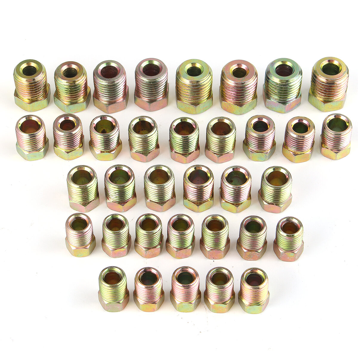 35PCS Brake Line Tube Fitting Kit Nuts For Inverted Flares 3/16'' and 1/4'' Zinc
