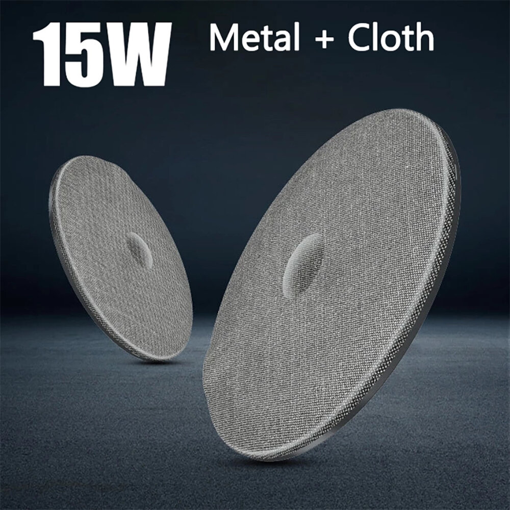 

Bakeey Metal+Cloth 15W Wireless Charger Pad Qi Fast Charging For iPhone 12 12Pro Max S20+ Note 20 Huawei P40 Pro Mate 40