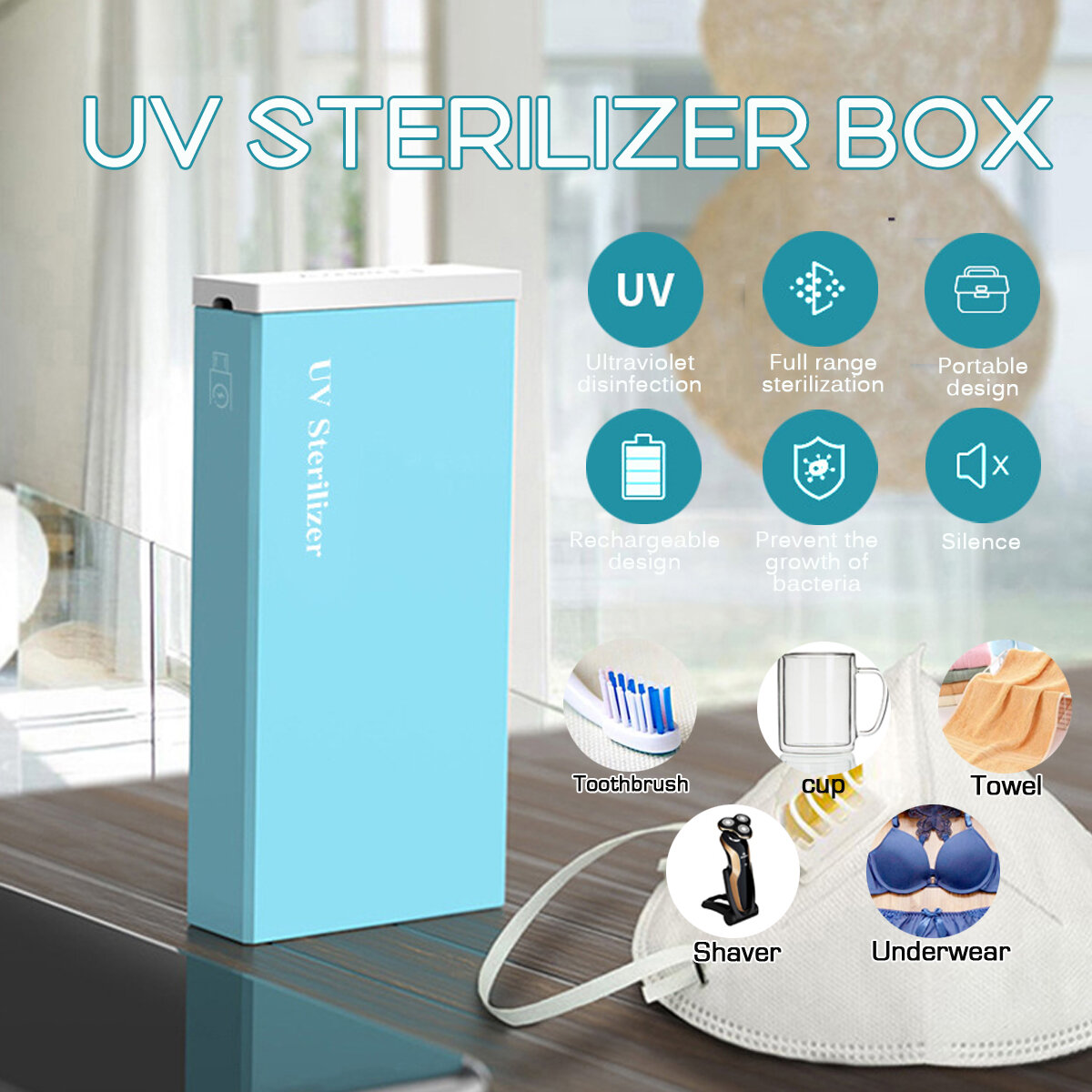 5V USB UV LED Disinfection Light Box Phone Mask Sterilizer Box Jewelry Cleaner