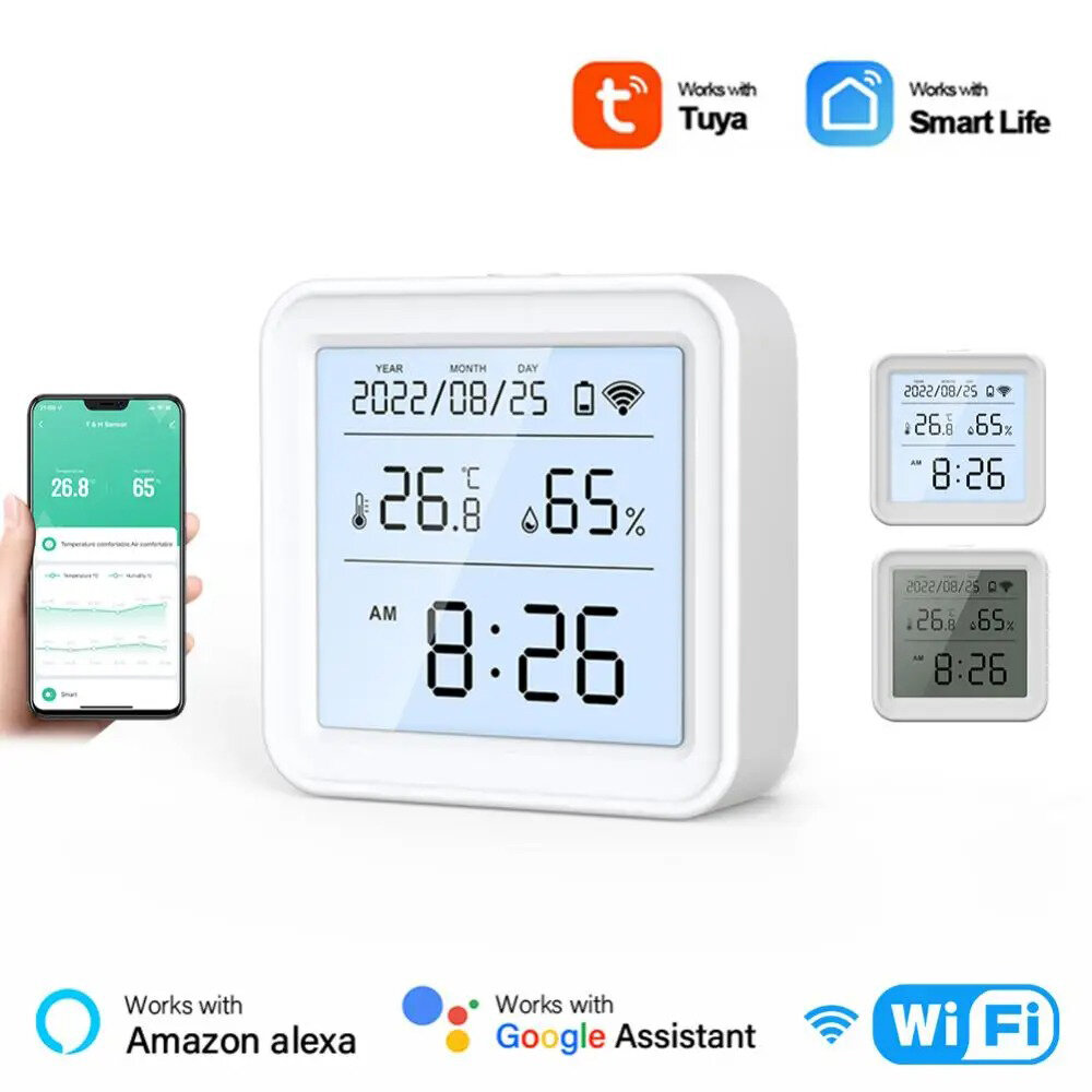 

Smart WiFi Hygrometer Thermometer Sensor Indoor Temperature Humidity Monitor Works with Alexa Google Home High Accuracy