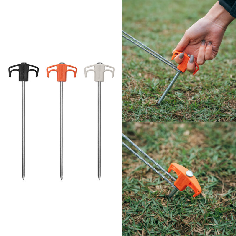 Naturehike 2pcs/Set Tent Ground Pegs High Strength Quick Draw Peg Head Fluorescent Design Portable Outdoor Camping Tent Ground Pegs Accessories