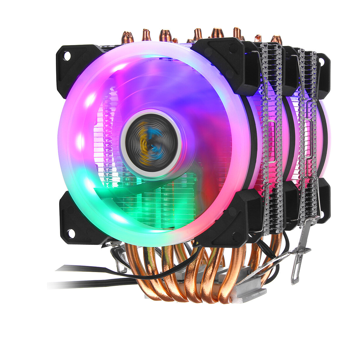 3pin 3 fans 6 heatpipes colorful backlit cpu cooling fan cooler ...