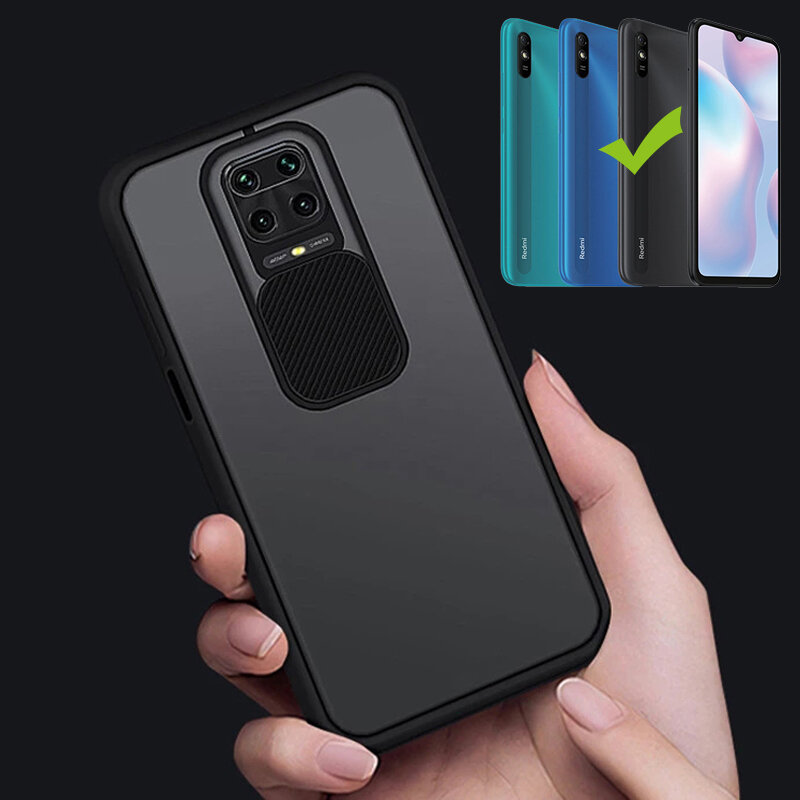 

Bakeey for Xiaomi Redmi 9A Case with Slide Camera Cover Shockproof Anti-Scratch Translucent Matte Acrylic Protective Cas