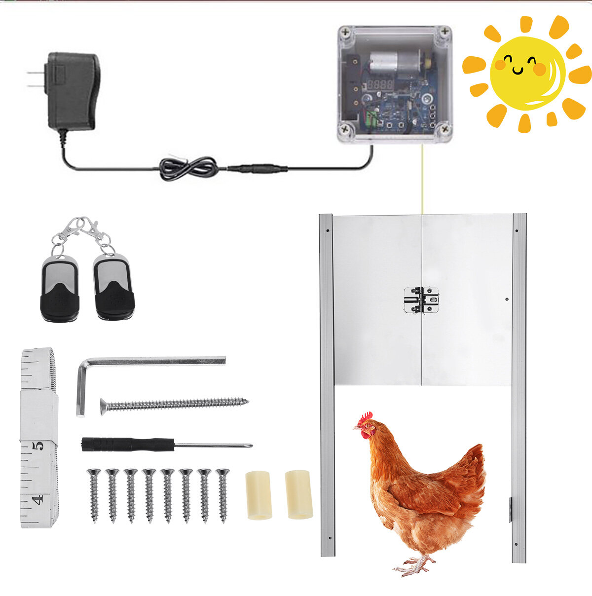 Automatische kipdeuropenerkits met tijdsensor Inductie 12 brede automatische gans met zonlichtsensor