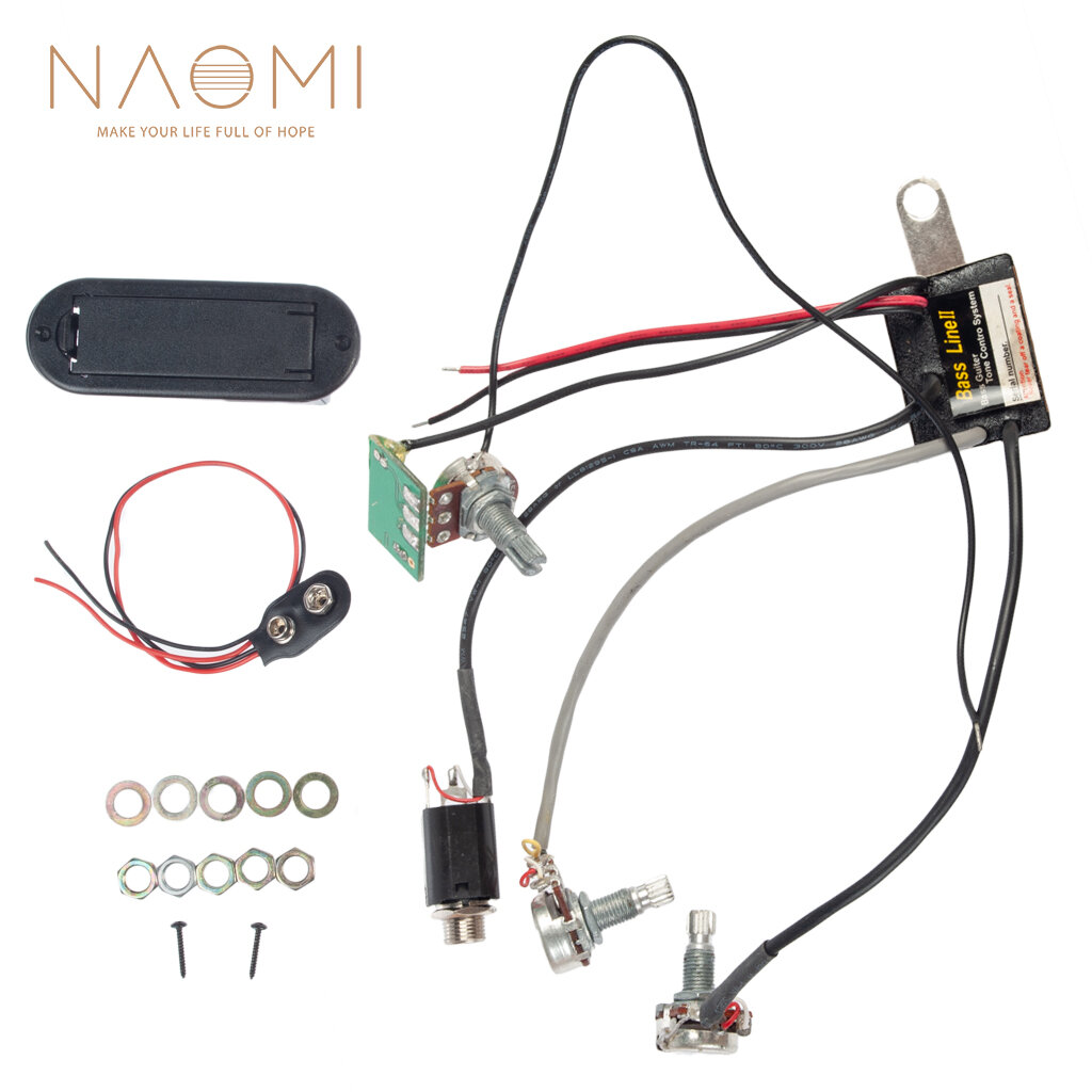

NAOMI 2 Band Active EQ Equalizer Preamp Circuit Pickup Guitar Bass Tone Control W/ Fittings Powered By 9V Pickup Battery